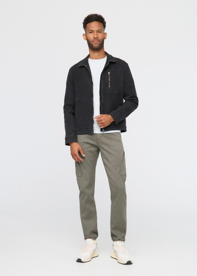 C MOMR1027 Stretch Canvas Utility Jacket Black 0183