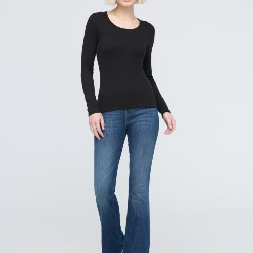 C WTJS1639 Ribbed Pima Long Sleeve Tee Black 0226 420453