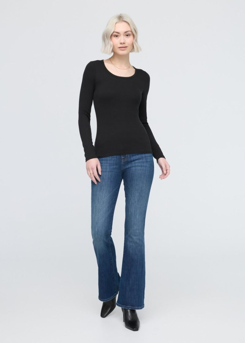 C WTJS1639 Ribbed Pima Long Sleeve Tee Black 0226 420453