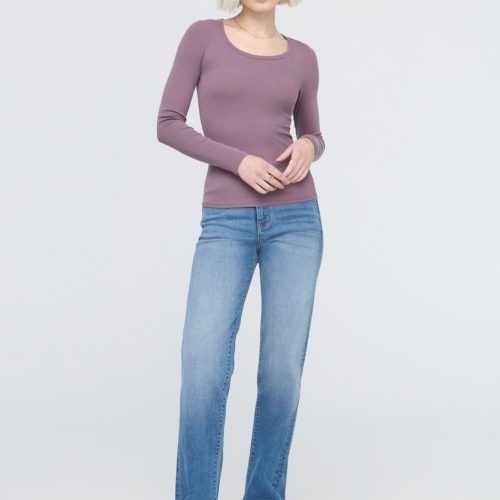 C WTJS1639 Ribbed Pima Long Sleeve Tee Plum 0661 746095