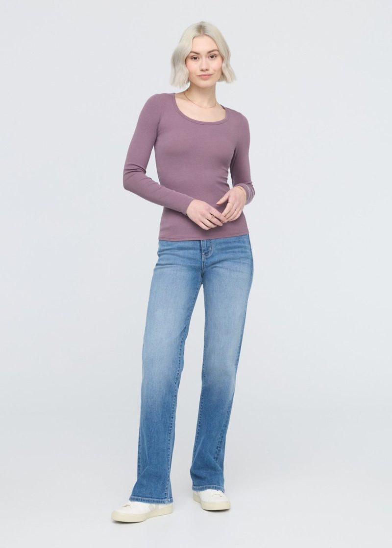 C WTJS1639 Ribbed Pima Long Sleeve Tee Plum 0661 746095