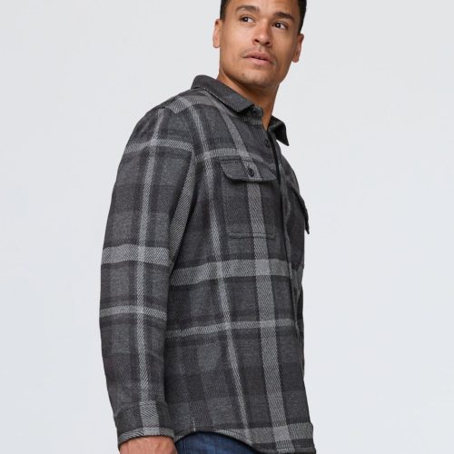 MCJR1800 Performance Flannel Button Down Heather Charcoal Plad 0201 ECOM 586497