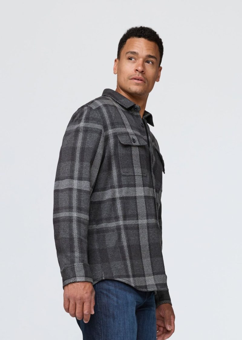 MCJR1800 Performance Flannel Button Down Heather Charcoal Plad 0201 ECOM 586497