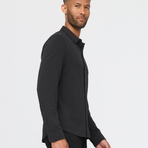 MCJS1735 Knit Button Down Air Flow Pique Black 0575 374777