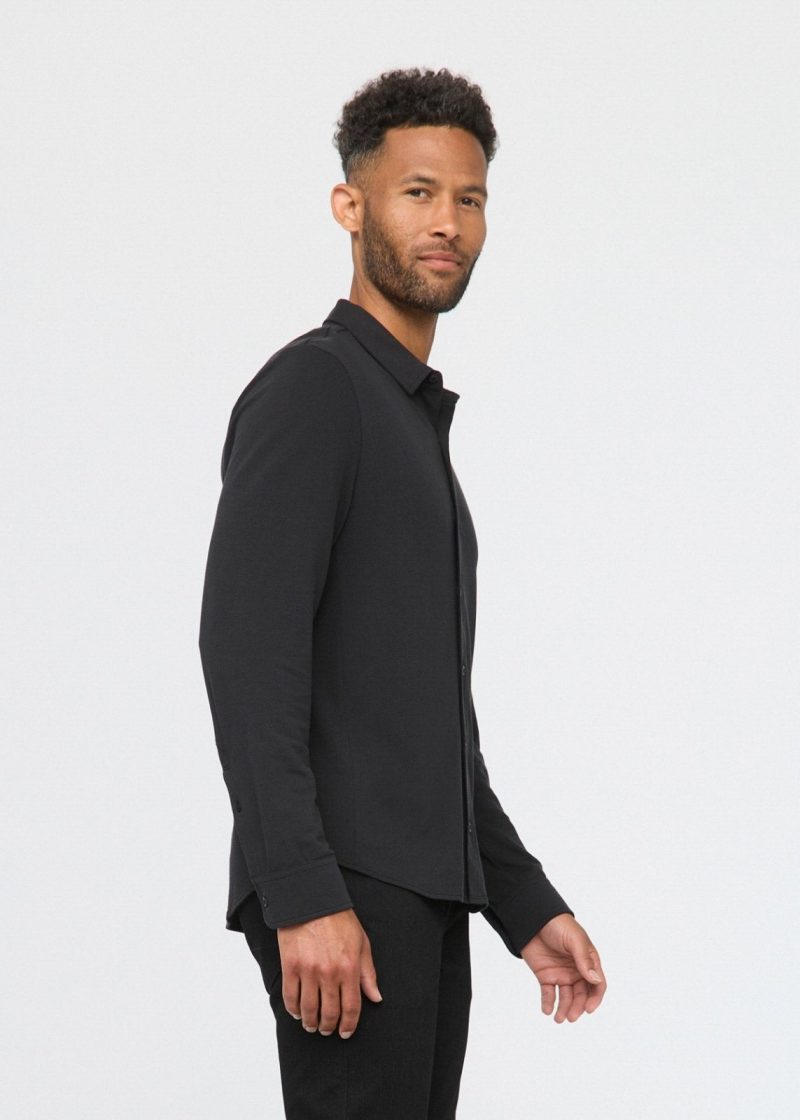 MCJS1735 Knit Button Down Air Flow Pique Black 0575 374777