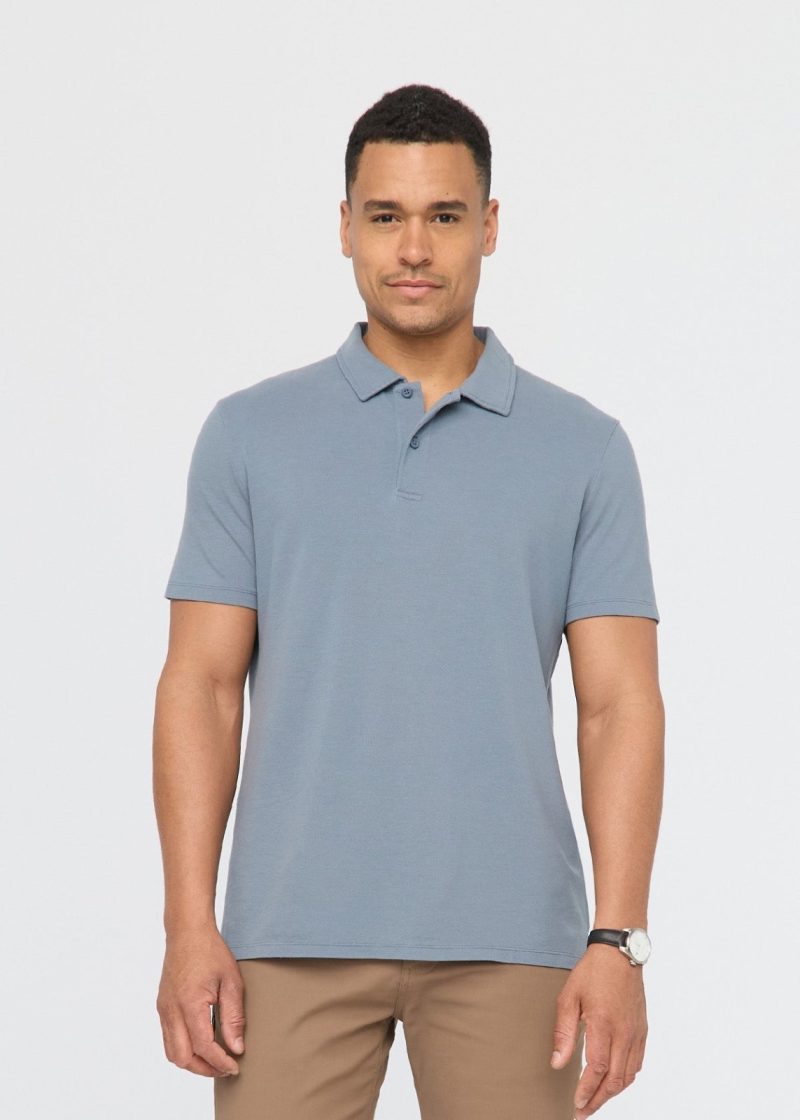 MTJS1633 Durasoft Pique Polo Stone Blue 6386 160870