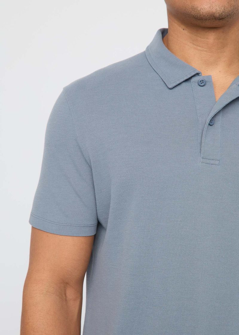 MTJS1633 Durasoft Pique Polo Stone Blue 6422