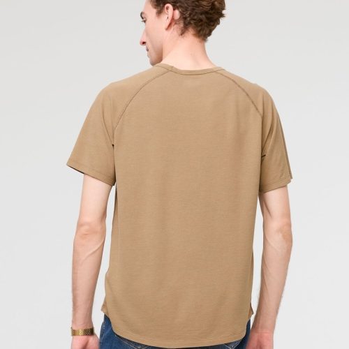 MTJS1635 Durasoft Pique Raglan Tee Oatmeal 0642 Back 205608