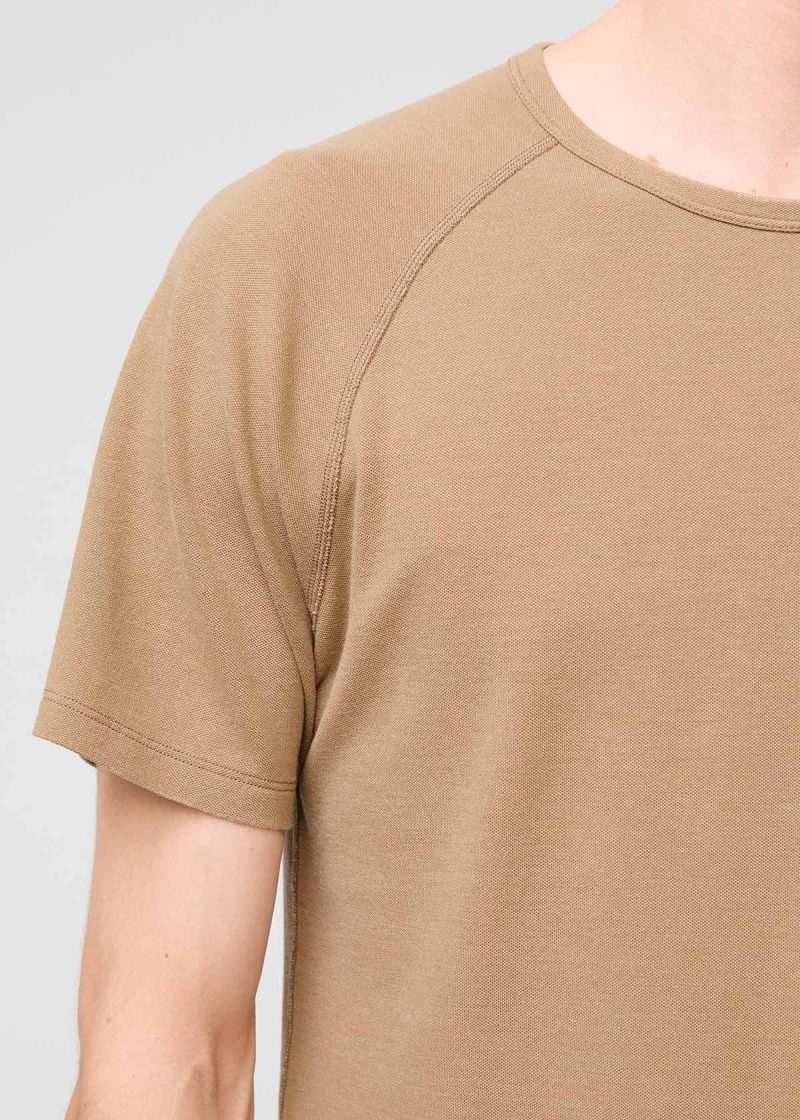 MTJS1635 Durasoft Pique Raglan Tee Oatmeal 0652 Detail