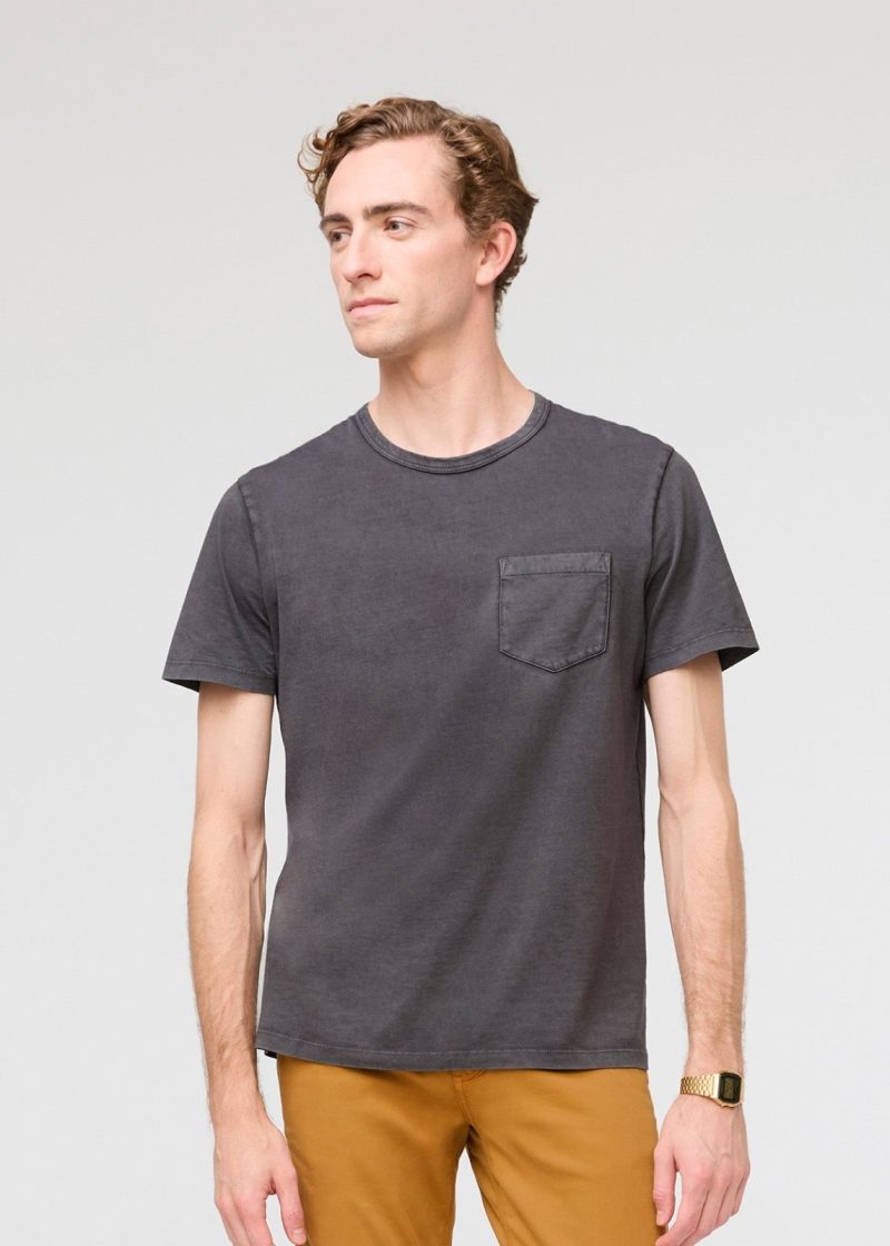 MTJS1640 PurePima Vintage Pocket Tee Washed Grey Slim 1296 Front 443625