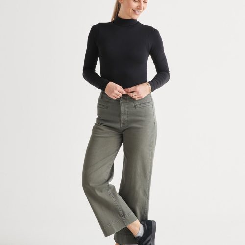 WFMR1015 LuxTwill High Rise Trouser Thyme Amy 3894 ECOM