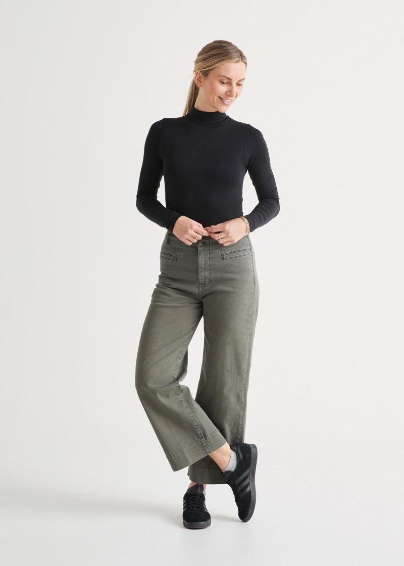 WFMR1015 LuxTwill High Rise Trouser Thyme Amy 3894 ECOM