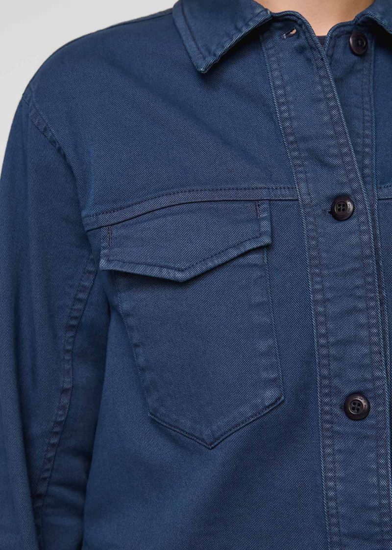 WOMR1053 Luxtwill Trucker Jacket Marine 5781 Detail