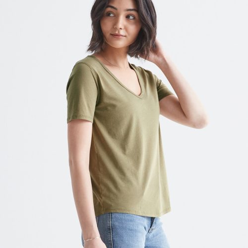 WTJR1820 THEONLYTEEV NECK OLIVE 0140 Side