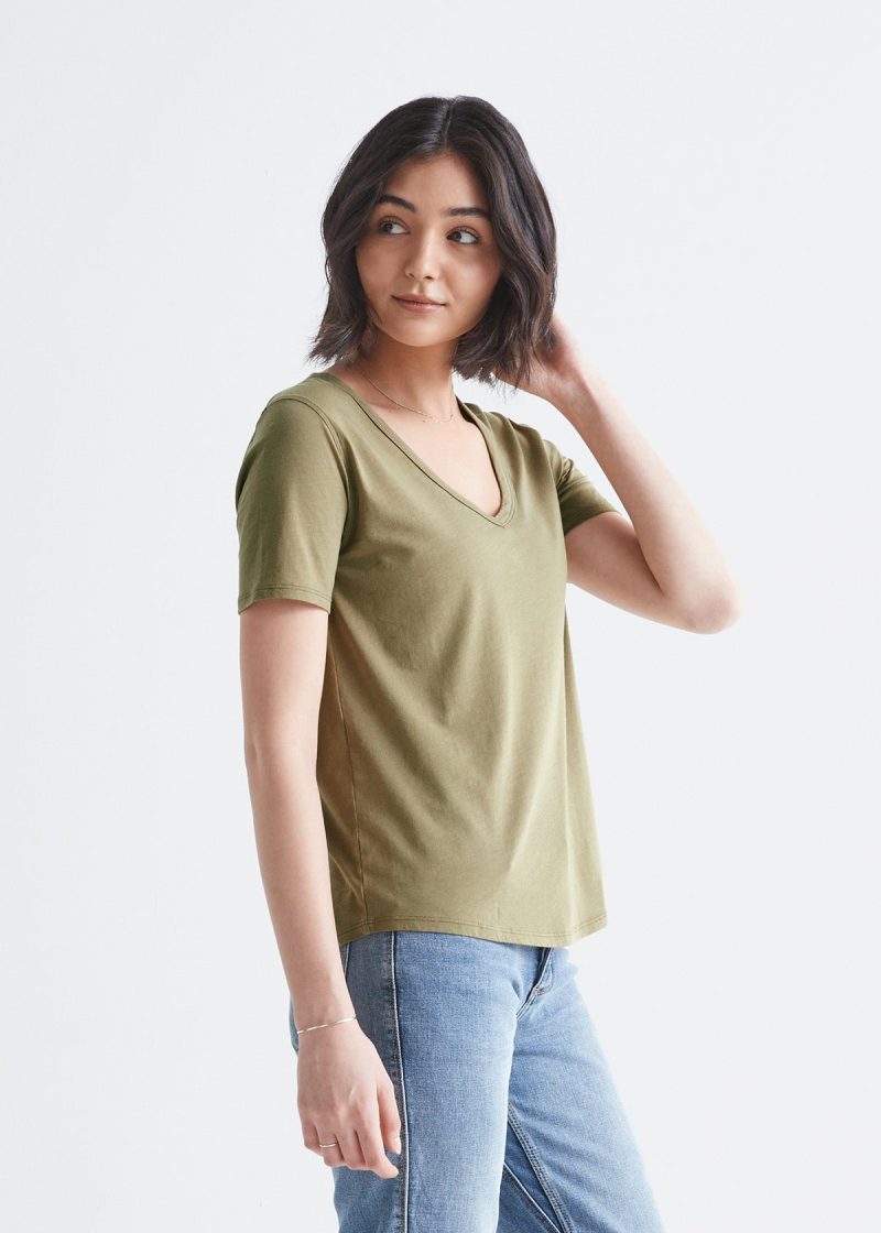 WTJR1820 THEONLYTEEV NECK OLIVE 0140 Side